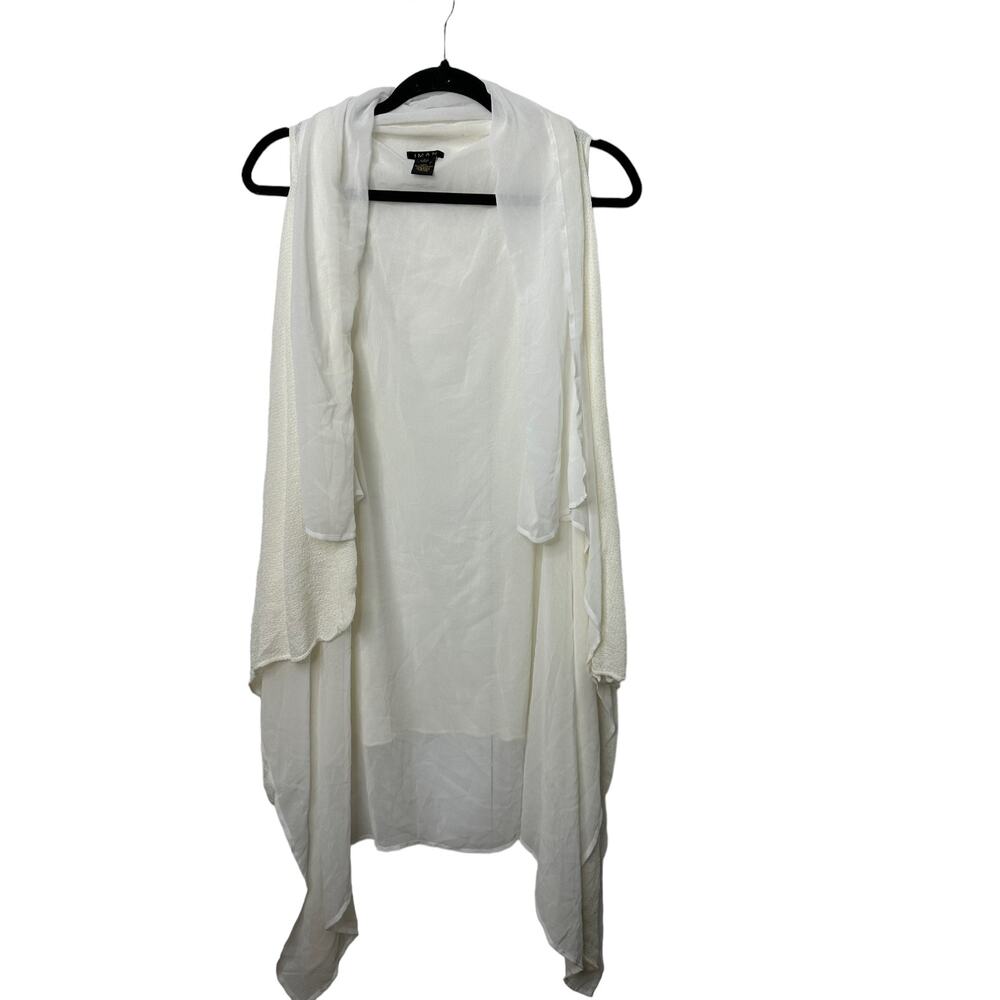 IMAN White Layered Sleeveless Open Swing Sweater Women's Large